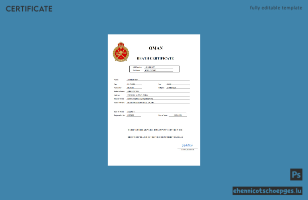 Oman-Sterbeurkunde (Word- und PDF-Beispiel)